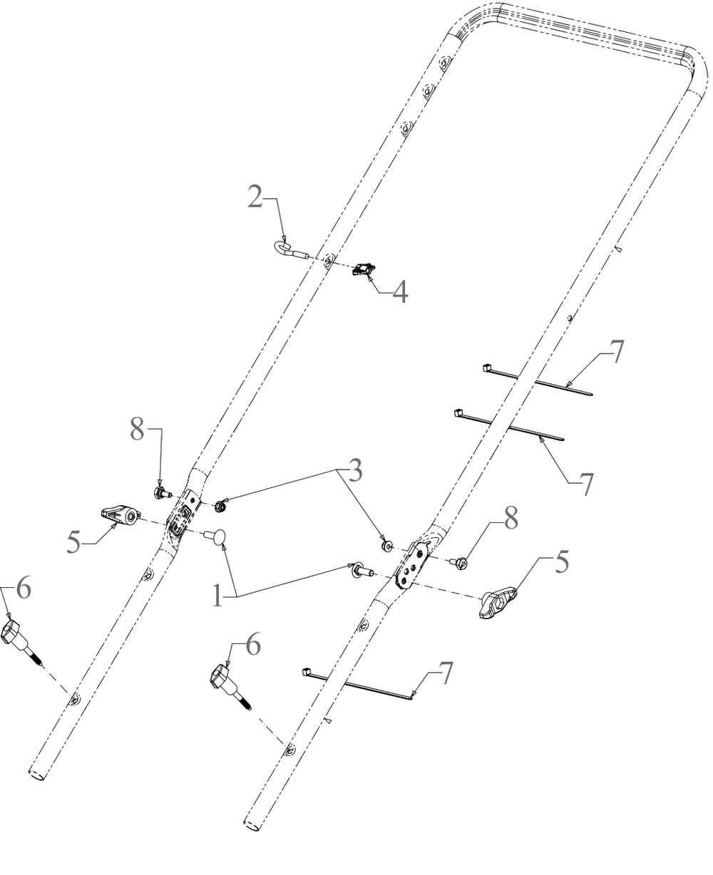 Handle Hardware Diagram and Parts List for 12AVB2ML345 2022 Yard Machines Lawn Mower